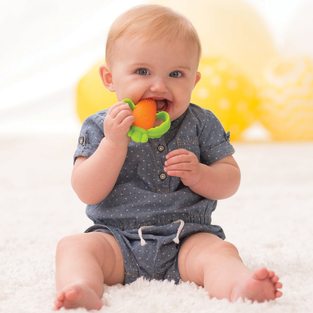 Lil' Nibbles Textured Silicone Teether – Carrot