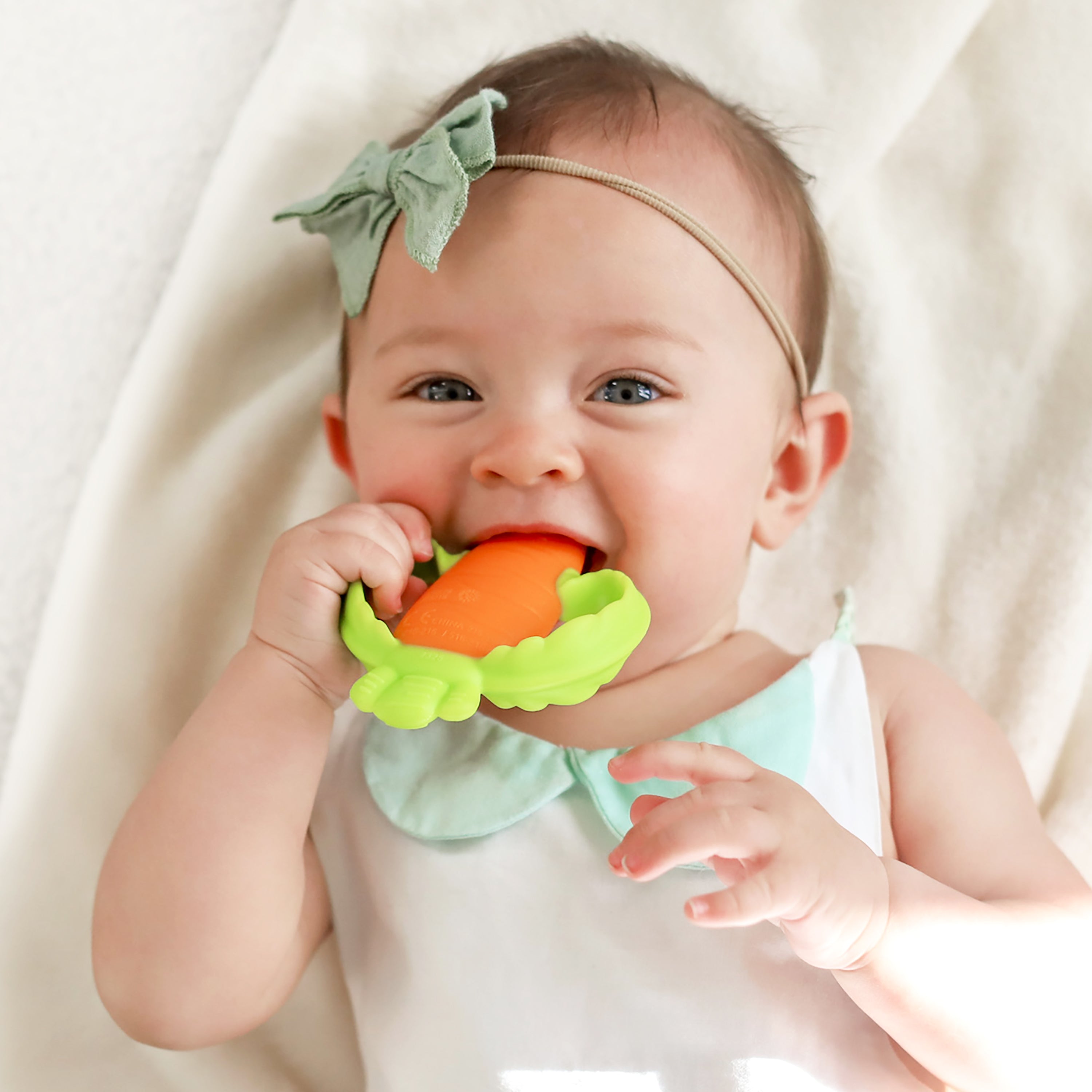 Lil' Nibbles Textured Silicone Teether – Carrot